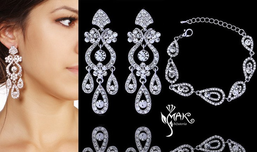 Kpl 656/2 komplet, biżuteria ślubna cyrkonie duże kolczyki