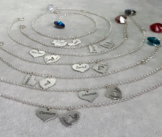 BR1004 BRANSOLETKA Z GRAWEREM srebro Swarovski Elements serce