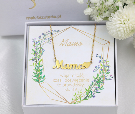 1645/3 naszyjnik dla mamy z napisem perły naturalne