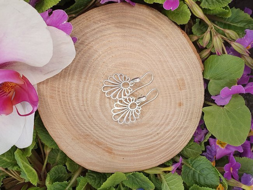 1156 kolczyki srebrne 925 w rozetki serduszko