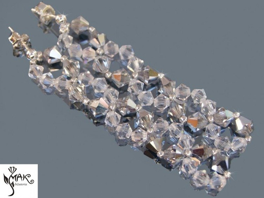 KOL184 SZARY KOLCZYKI KRYSZTAŁY SWAROVSKI ELEMENTS