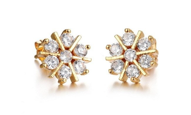 Kol 599/769 KOLCZYKI kwiatuszki, wysadzane cyrkoniami