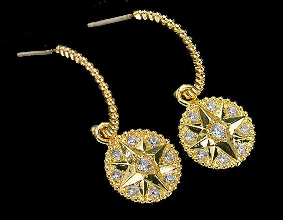 599/1015 kolczyki pozłacane koła rozety z cyrkoniami żółte złoto