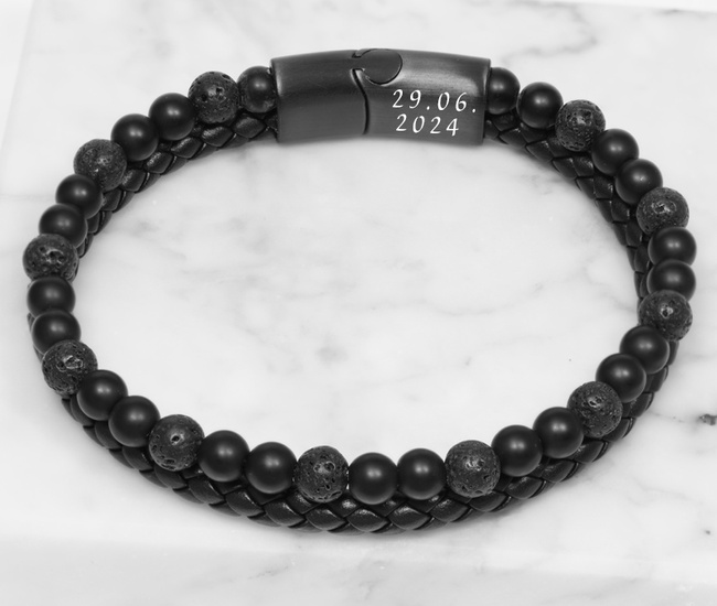 Bransoletka męska z grawerem dla taty, kamienie naturalne 1806/10