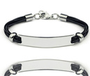 Br599/416 BRANSOLETKA Z GRAWEREM męska skóra czarna stalowa blaszka