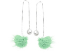 Kol 599/858 KOLCZYKI futerka, pompony długie miętowe z perłą