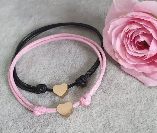 1177 bransoletki dla pary złote serca z grawerunkiem stalowe