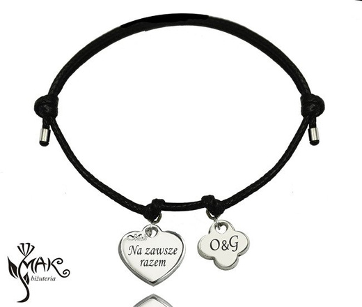 BR827 BRANSOLETKA z grawerem na sznureczku solidne zawieszki