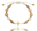 1671/9 bransoletka różaniec złota z kamieniem księżycowym  