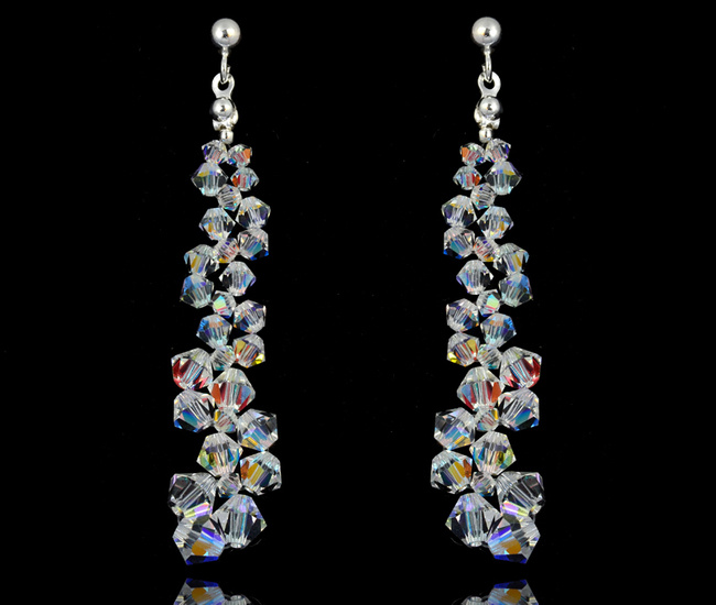 1299 kolczyki srebrne 925  eleganckie na ślub Crystal AB