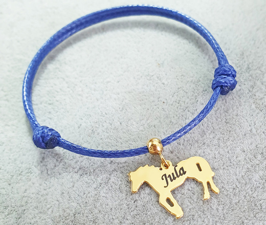 1205 bransoletka grawerowana srebro 925 złocone konik koń