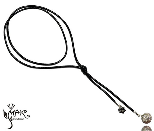 NK739 NASZYJNIK choker srebro 925 czarny sznurek Swarovski Elements
