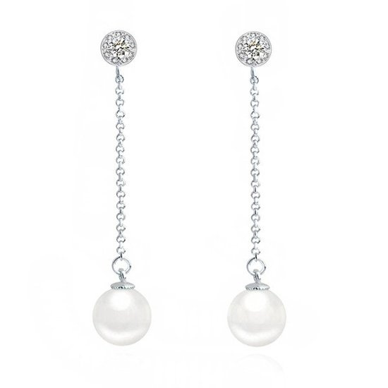 KOL 599/610 KOLCZYKI srebrne wysadzane cyrkoniami z perłą