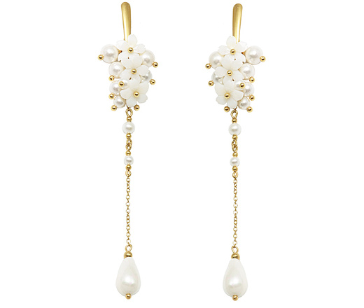 1663 komplet ślubny pozłacany z kwiatuszkami i perłami