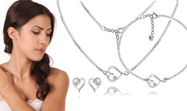 KPL802 serca  KOMPLET celebrytka + pudełko z grawerem