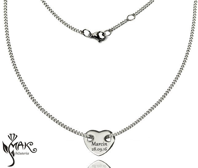 NK727 NASZYJNIK z GRAWEREM LASEROWYM serce