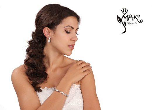 Kpl874 komplet ślubny, biżuteria ślubna z cyrkoniami b599/425 k599/567