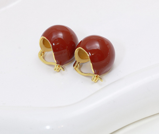 Kolczyki emaliowane duże dmuchane bordowe 1881