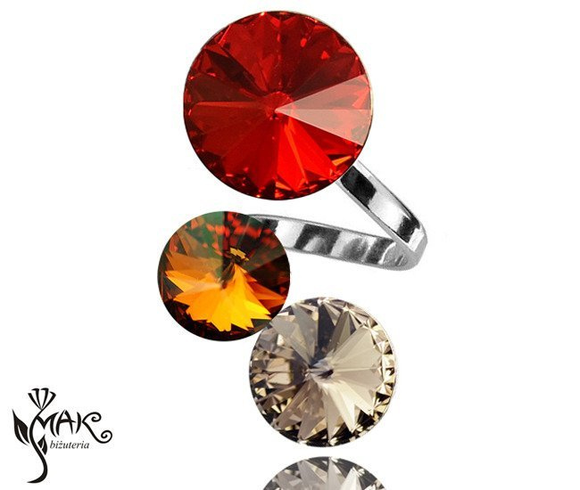 P444 pierścionek SWAROVSKI ELEMENTS czerwień