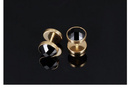 Kol 599/500 kolczyki pozłacane żółtym złotem,czarna cyrkonia