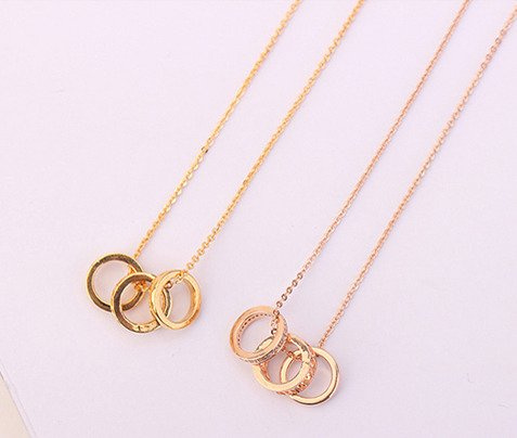 NK 599/758 naszyjnik oponki 3 sztuki , gładkie, z cyrkonią i ażurowe