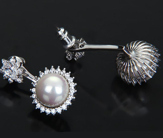 Kol 655/26 KOLCZYKI , cyrkonie podwójne sztyft perełka