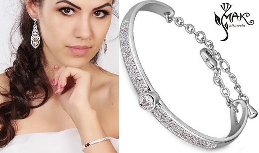 BR599/421 srebrna, CYRKONIE BRANSOLETKA