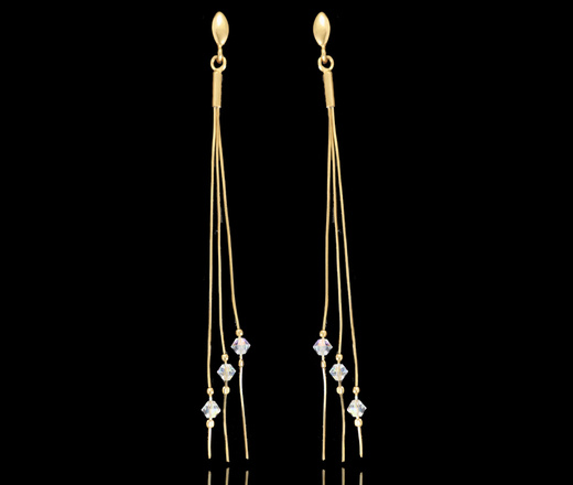 1526 komplet srebrny pozłacany z kryształkami