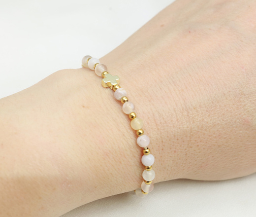 bransoletka różaniec stal złocona na sznureczku delikatna 1877/20