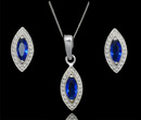 480/63  komplet srebrny szafirowe cyrkonie 