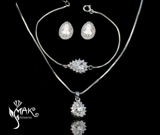 Kpl865 komplet ślubny, biżuteria ślubna z cyrkoniami b599/811 n599/814 k686/16