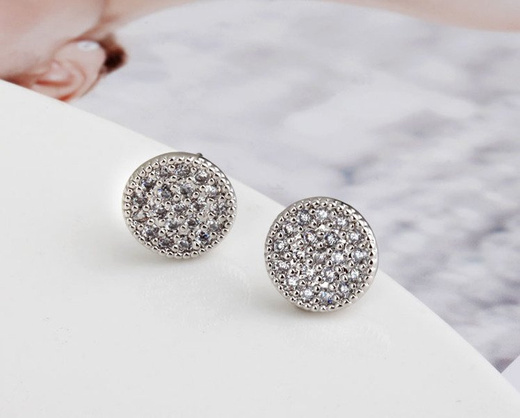 Kol 599/337 kolczyki cyrkonie, białe złoto