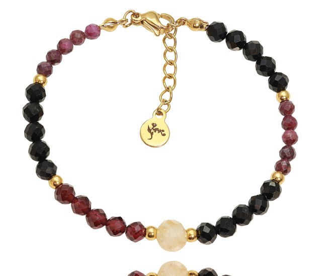 Bransoletka z grawerem czarny turmalin, granat, rubin, cytryn 1862/2