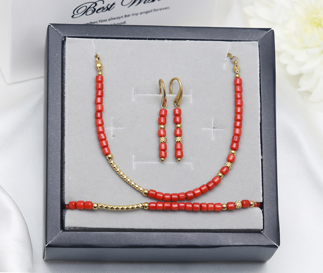 Elegancki koral komplet złocony 1875/8