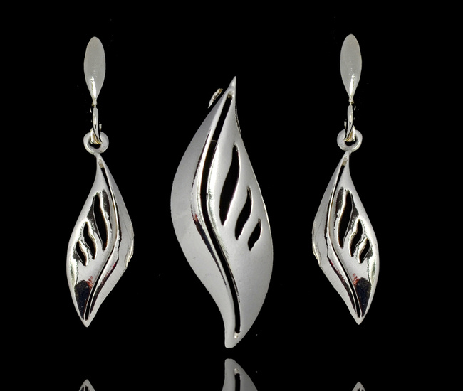 480/462 komplet srebrny 925  ażurowe listki