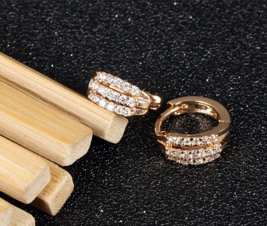 Kol 599/547 kolczyki, stal szlachetna koloru złotego, cyrkonie, kolczyki kółeczka