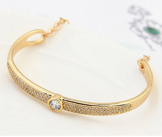 BR599/422 żółte złoto, CYRKONIE BRANSOLETKA