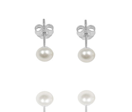 1548 komplet srebrny 925 - naszyjnik + sztyft perły małe 4 mm