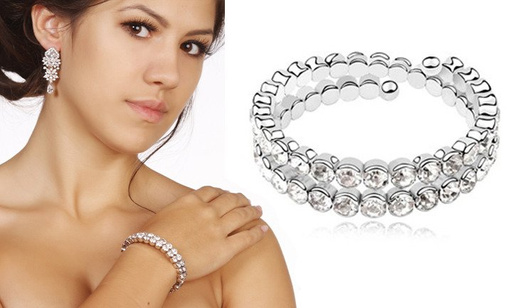 BR599/323 BIAŁE ZŁOTO CYRKONIE BRANSOLETKA