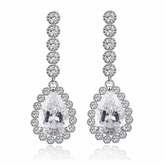 Kol 599/544 KOLCZYKI ślubne, cyrkonie długie Piękne