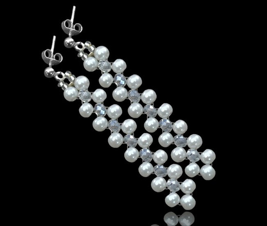 KPL421/2 PIĘKNY KOMPLET PEREŁKI BRANSOLETKA+KOLCZYKI - ŚLUB