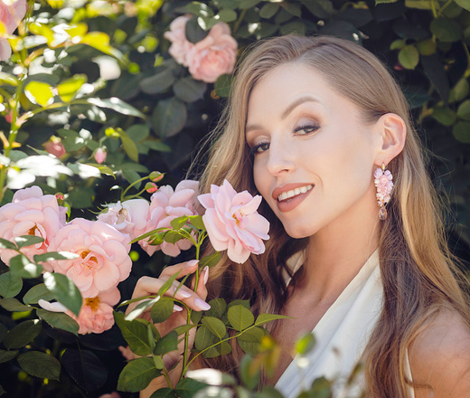 kolczyki pozłacane z kwiatuszkami i kryształami handmade 1816/12