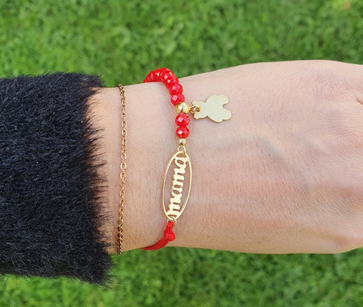 1090 BRANSOLETKA Z GRAWEREM Mama złota kryształki dla mamy
