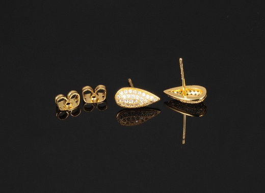 Kol 599/513 kolczyki żółte złoto, wysadzane cyrkoniami