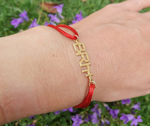 1093 bransoletka z grupą krwi dowolną, złota na sznureczku s. 925