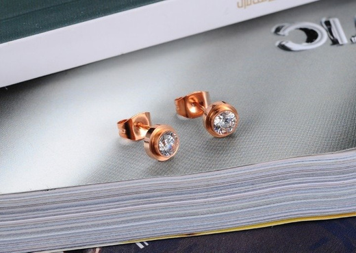 KOL 599/743 KOLCZYKI ze kółeczka stalowe złote cyrkonia