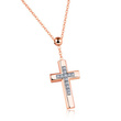 Nk 599/728 NASZYJNIK ze stali krzyż cyrkonie różowe złoto