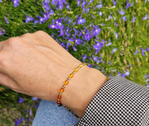 bransoletka różaniec z bursztynem pozłacana 1841/3