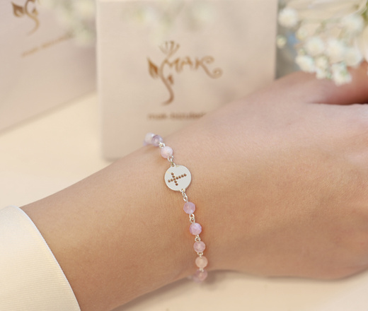 1716/2 bransoletka srebrna 925 różaniec z ametystem