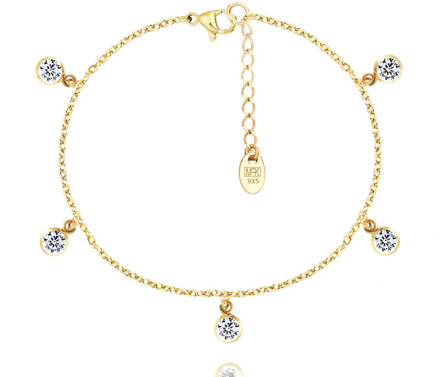 1670 bransoletka srebro 925 pozłacana z cyrkoniami dla Panny Młodej